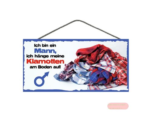 Bild von Spruchschild 25x12,5cm, Sperrholz 8mm mit Kordel, Ich bin ein Mann - VE 3