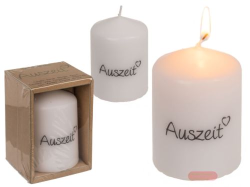 Bild von Stumpenkerzen 6x8cm, Kraftpapierverpackung, Auszeit - VE 6