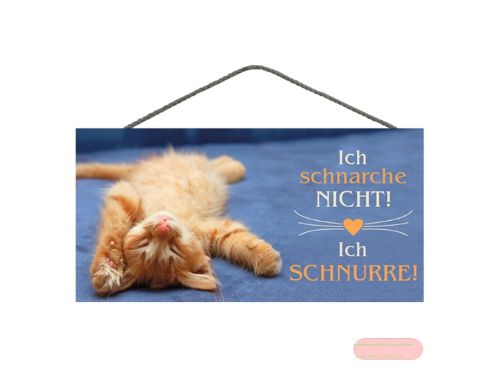 Bild von Spruchschild 25x12,5cm, Sperrholz 8mm mit Kordel, Katze Ich schnarche nicht - VE 3