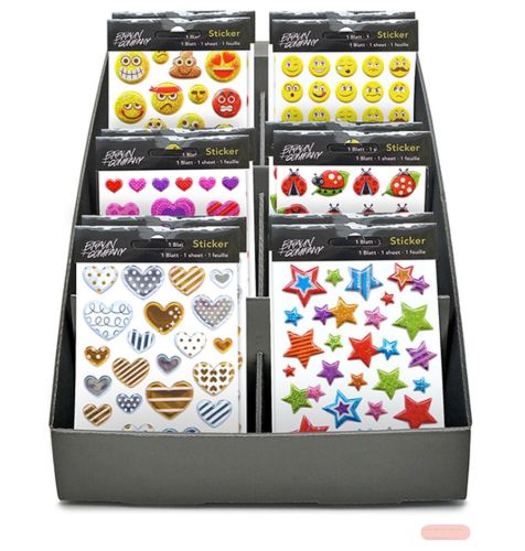Bild von Stickers Relief 19x10,4cm, 6 Motive (1 Blatt/Pack) 60 Pack im Display
