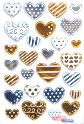 Bild von Stickers Relief 19x10,4cm, Color Heart gold (1 Blatt/Pack) - VE 10 (Pack)