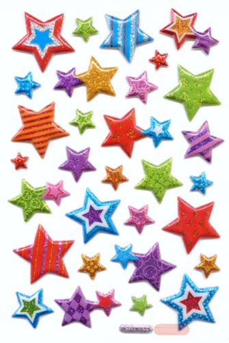 Bild von Stickers Relief 19x10,4cm, Funky Stars (1 Blatt/Pack) - VE 10 (Pack)