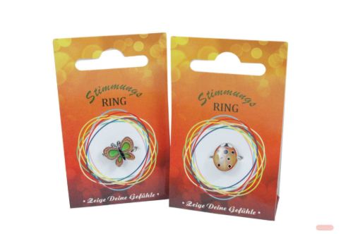 Bild von Stimmungs-Ringe Blue Magic im Sortiment gemischt, 8 x 8 Stk., auf Headerkarte - VE 64