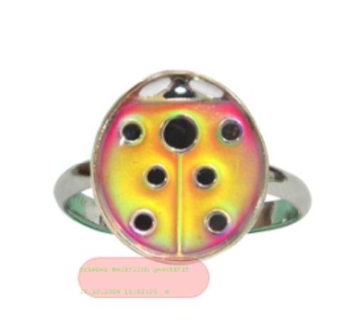 Bild von Stimmungs-Ringe Blue Magic Marienkäfer, auf Headerkarte - VE 8