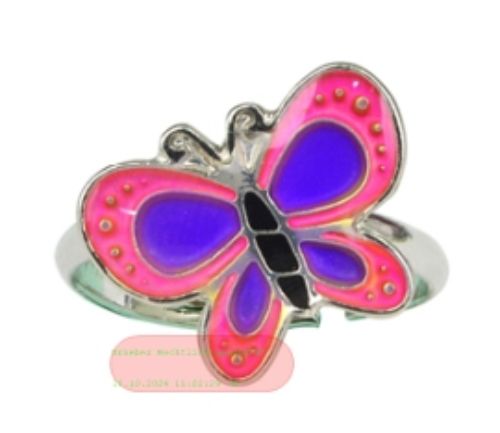 Bild von Stimmungs-Ringe Blue Magic Schmetterling, auf Headerkarte - VE 8