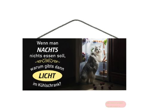 Bild von Spruchschild 25x12,5cm, Sperrholz 8mm mit Kordel, Katze Wenn man nachts - VE 3