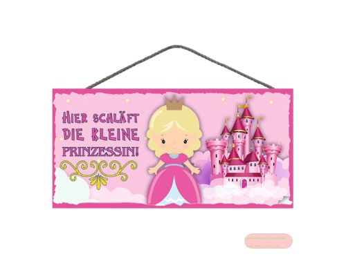 Bild von Spruchschild 25x12,5cm, Sperrholz 8mm mit Kordel, Kleine Prinzessin - VE 3