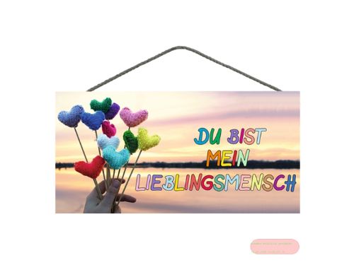 Bild von Spruchschild 25x12,5cm, Sperrholz 8mm mit Kordel, Lieblingsmensch - VE 3