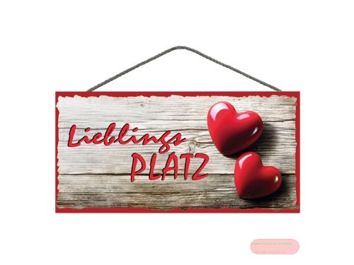 Bild von Spruchschild 25x12,5cm, Sperrholz 8mm mit Kordel, Lieblingsplatz - VE 3