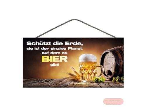 Bild von Spruchschild 25x12,5cm, Sperrholz 8mm mit Kordel, Schützt die Erde - VE 3