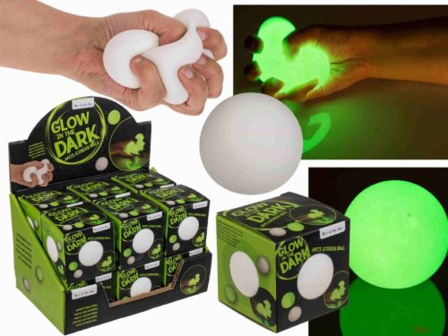 Bild von Squeeze Antistress/Quetsch-Ball, Glow in the dark, G'box, im Display - VE 12