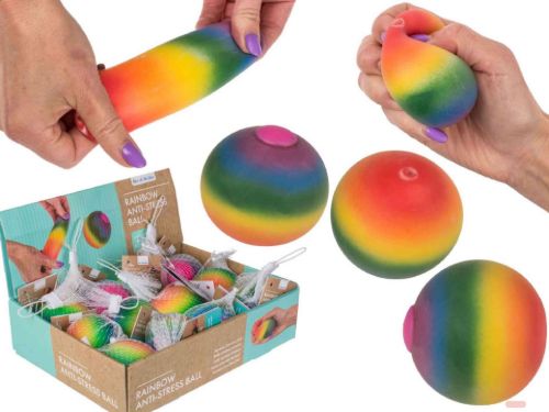 Bild von Squeeze Antistress/Quetsch-Ball, Regenbogen, ca.6cm, Netz, im Display - VE 12