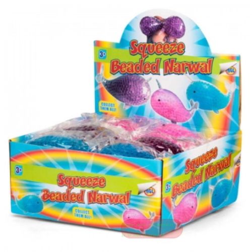 Bild von SQUEEZE BEADED NARWAL, ca.12cm, mehrfarbig gemischt, Display - VE 12