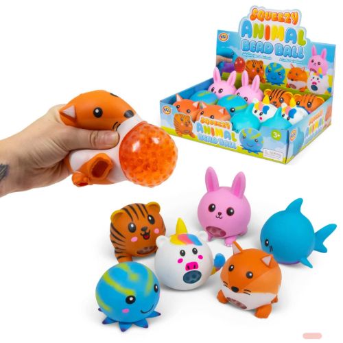 Bild von SQUEEZY BEAD ANIMALS, Squeeze Tiere gemischt, ca.10cm, Display - VE 12