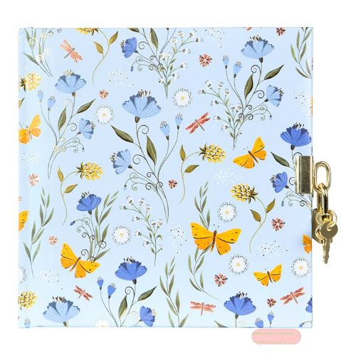 Bild von Tagebuch 16,5x16,5cm, 96 S.weiss, Secret Garden blue - VE 2