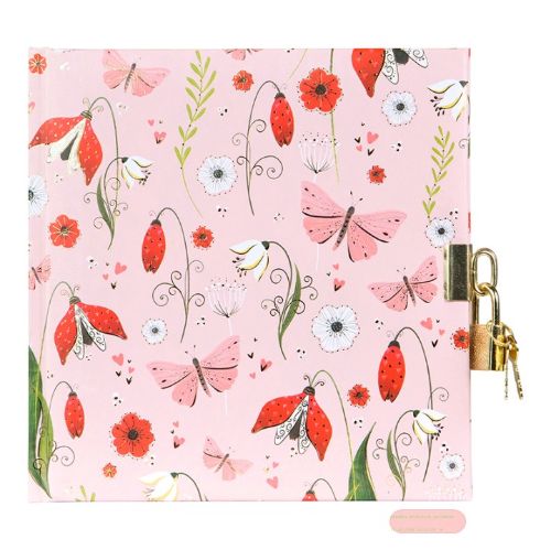 Bild von Tagebuch 16,5x16,5cm, 96 S.weiss, Secret Garden pink - VE 2