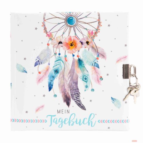 Bild von Tagebuch 16,5x16,5cm, 96 S.weiss, Traumfänger - VE 2