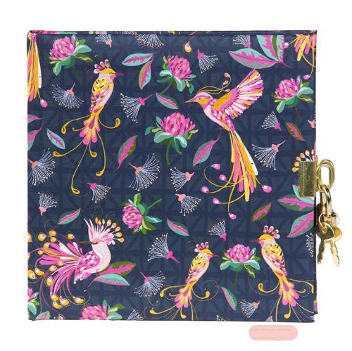 Bild von Tagebuch 16,5x16,5cm, 96 S.weiss, Tropical Birds blue - VE 2