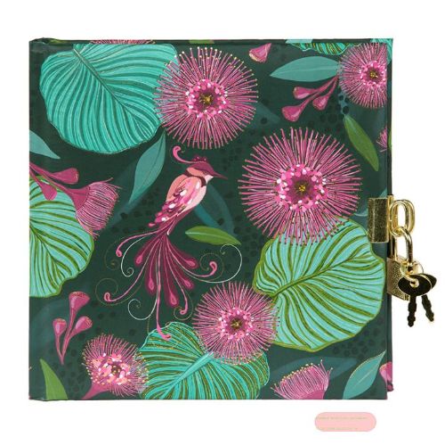 Bild von Tagebuch 16,5x16,5cm, 96 S.weiss, Tropical Leaves green - VE 2