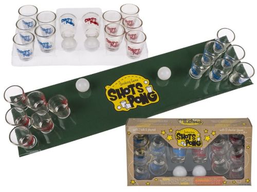 Bild von Trinkspiel Shots Pong, für ca.60ml, mit 2 Bällen/Spielfeld/12 Gläser, Box - VE 6