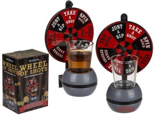 Bild von Trinkspiel Wheel of Shots mit 1 Glas 60ml + Glücksrad, ca.16cm - VE 6