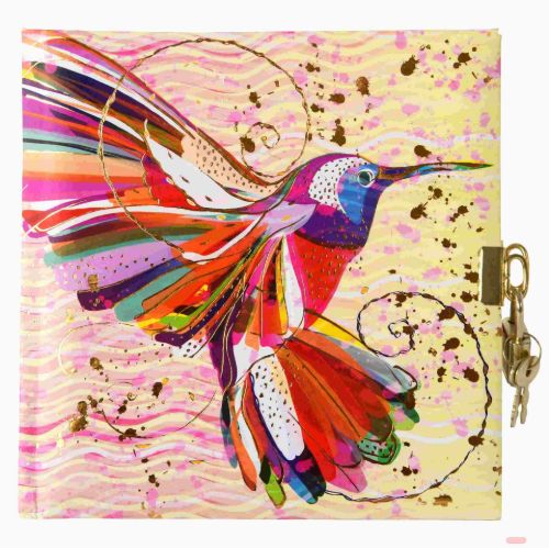 Bild von Tagebuch 16,5x16,5cm, 96 S.weiss, Flower Kolibri - VE 2