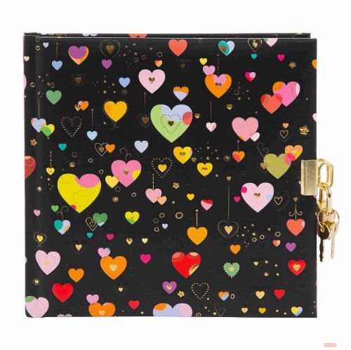 Bild von Tagebuch 16,5x16,5cm, 96 S.weiss, Heart to Heart dark - VE 2