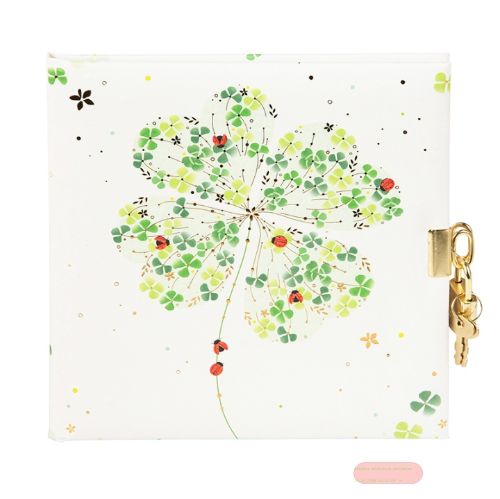 Bild von Tagebuch 16,5x16,5cm, 96 S.weiss, Lucky Clover - VE 2