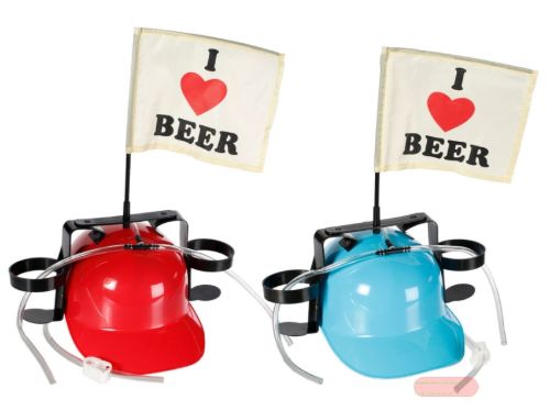 Bild von Trink-Helm I Love Beer mit Fahne, 2-fach ass. - VE 4