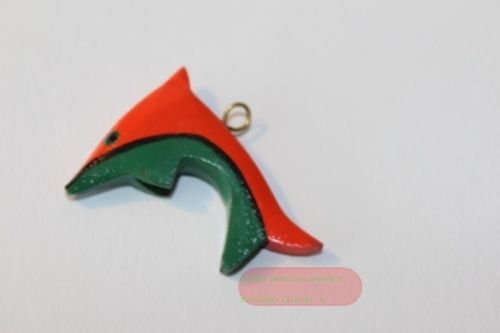 Bild von Tieranhänger Holz farbig, Delphin grün - VE 12