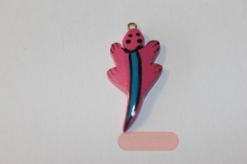 Bild von Tieranhänger Holz farbig, Echse pink - VE 12