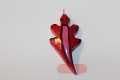 Bild von Tieranhänger Holz farbig, Echse rot - VE 12