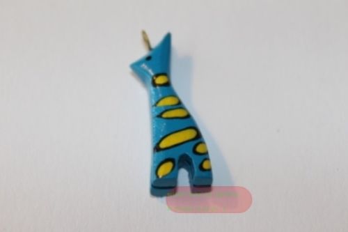 Bild von Tieranhänger Holz farbig, Katze blau/gelb - VE 12