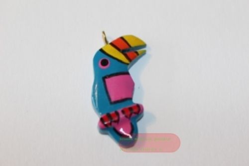 Bild von Tieranhänger Holz farbig, Papagei blau/pink - VE 12