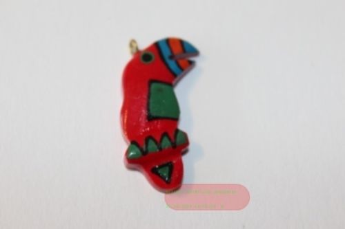 Bild von Tieranhänger Holz farbig, Papagei rot/grün - VE 12