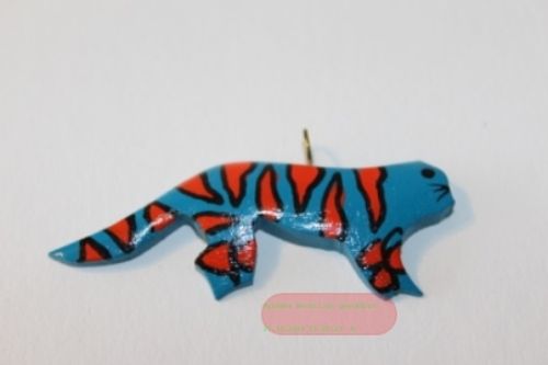 Bild von Tieranhänger Holz farbig, Tiger blau/orange - VE 7