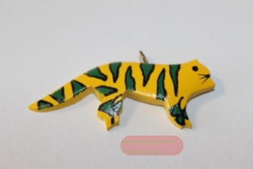 Bild von Tieranhänger Holz farbig, Tiger gelb/grün - VE 13