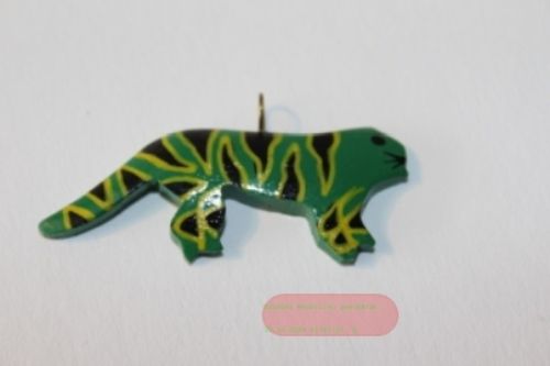 Bild von Tieranhänger Holz farbig, Tiger grün/schwarz - VE 12
