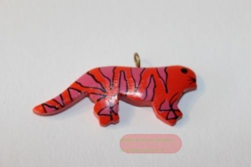 Bild von Tieranhänger Holz farbig, Tiger orange/pink - VE 12