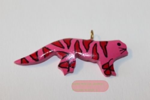 Bild von Tieranhänger Holz farbig, Tiger pink/rot - VE 12