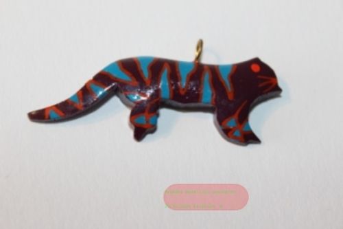 Bild von Tieranhänger Holz farbig, Tiger violett/blau - VE 12