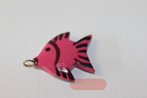 Bild von Tieranhänger Holz farbig, Tropenfisch pink - VE 12