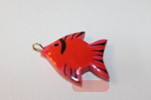Bild von Tieranhänger Holz farbig, Tropenfisch rot/orange - VE 12