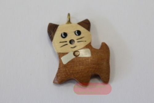 Bild von Tieranhänger Holz natur, Katze stehend - VE 6