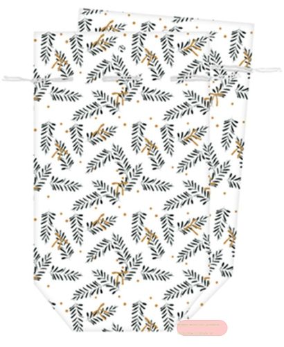 Bild von Tüten Seidenpapier bedruckt 13x22cm, (2er Set  Pack) Kleiner Zweig sw/gold - VE 10 (Pack)