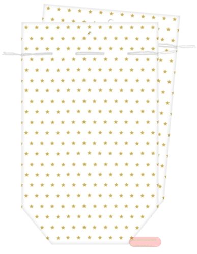 Bild von Tüten Seidenpapier bedruckt 16x26cm (2er Set /Pack)Sterne Minitree gold - VE 10 (Pack)