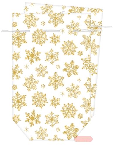 Bild von Tüten Seidenpapier bedruckt 16x26cm,(2er Set  im Pack) Snow Crystals gold - VE 10 (Pack)