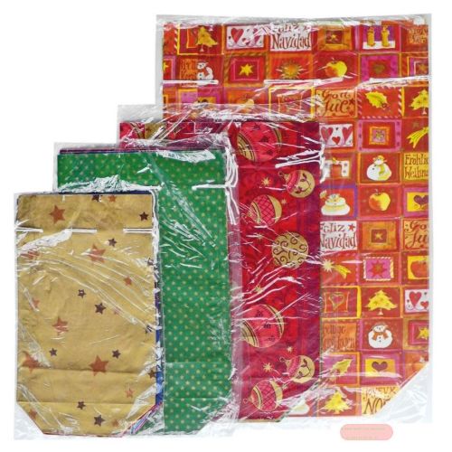 Bild von Tüten Weihnachten assortiert, 13x22 cm, Seidenpapier mit Zugband (5er-Pack)- VE 25 (Pack)