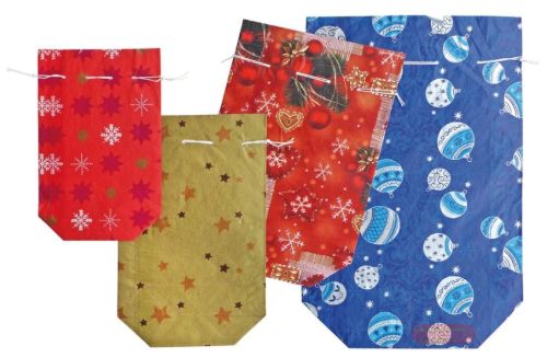 Bild von Tüten Weihnachten assortiert, 23x36cm, Seidenpapier bedruckt mit Zugband - VE 50