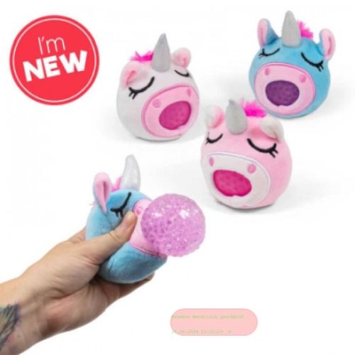 Bild von UNICORN PLUSH BEAD BALL, Einhorn Squeeze mit Plüsch, ca.7cm, Display - VE 12